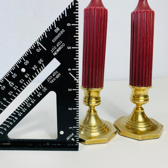 Solid Brass Short Candlestick Candle Holder Set of 2 Octagon Base VTG Party Home - Picture 12 of 12